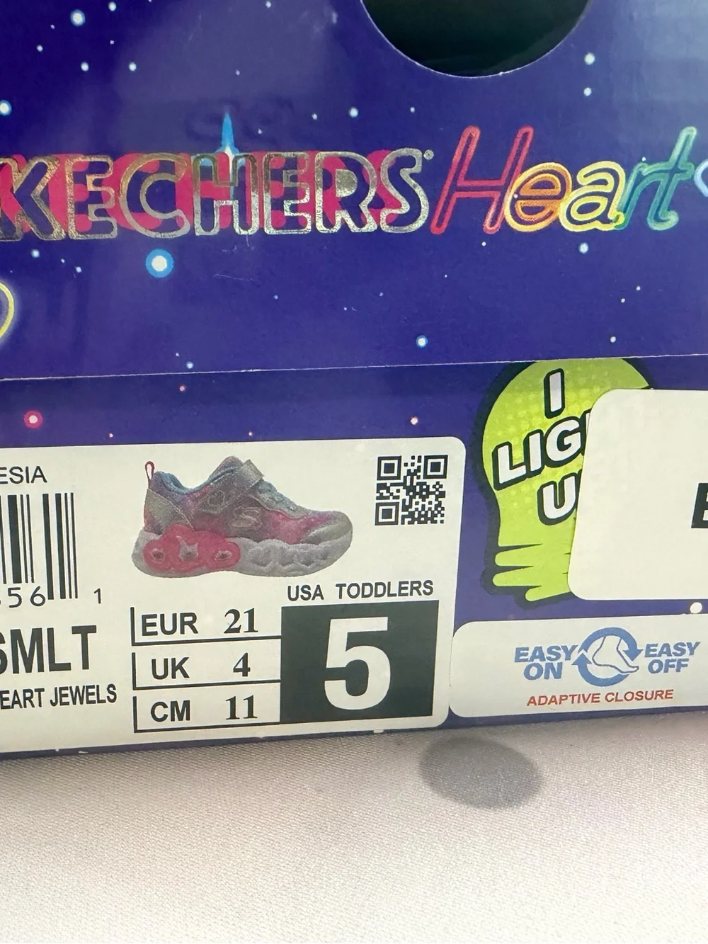 NIB Skechers Heart Lights Heart Jewels Light Up Shoes Toddler Girls Size 5